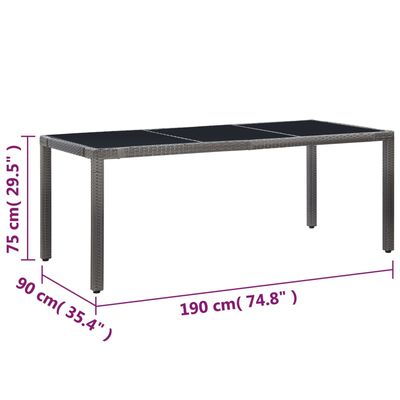 vidaXL udendørs spisebordssæt i 9 dele polyrattan grå