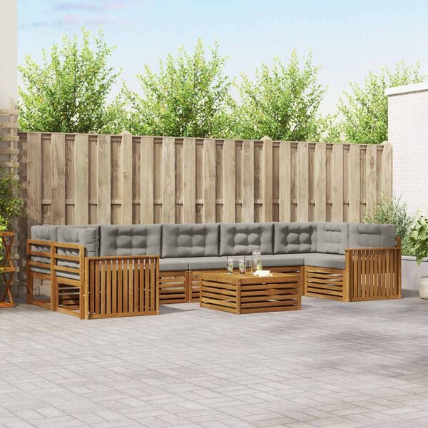 vidaXL Udend&oslash;rs sofagruppe med pude 8 pcs Naturlig og Lys Gr&aring;