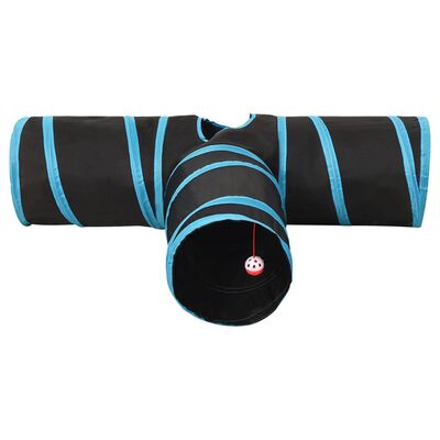 vidaXL 3-vejs kattetunnel 90 cm polyester sort og blå