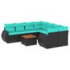 vidaXL havesofas&aelig;t med 9 dele og hynder sort polyrattan