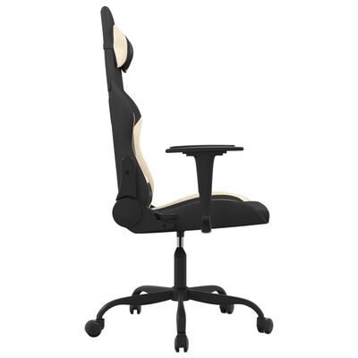 vidaXL gamingstol med fodstøtte stof sort og Cremefarvet