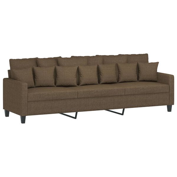 vidaXL 3-personers sofa med fodskammel 210 cm stof Brun