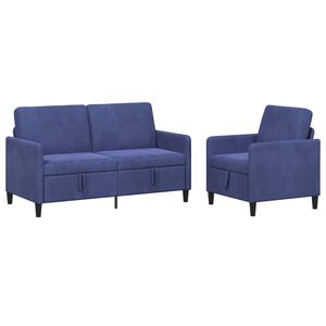vidaXL Sofa s&aelig;t med opbevaring 2 stk. Politi bl&aring; Polyester