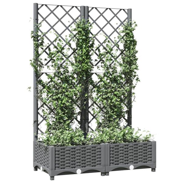 vidaXL plantekasse med espalier 80x40x121,5 cm PP lysegrå