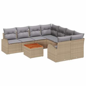 vidaXL Havesofa S&aelig;t 9 stk. Beige polyrattan