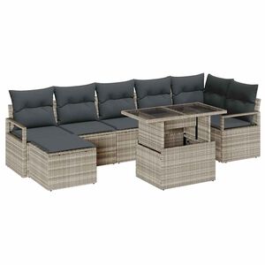 vidaXL Havesofa S&aelig;t 8 stk. Lysegr&aring; polyrattan