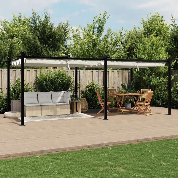 vidaXL pavillon med sammenrulleligt tag 3x6 m aluminium cremefarvet
