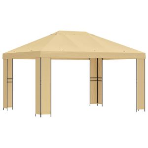 vidaXL Pavillon 4 &times; 3 m Cremefarvet Polyester og St&aring;l 190 gsm