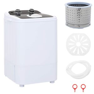 vidaXL Mini vaskemaskine med enkelt bad 4,6 kg Sort og Hvid