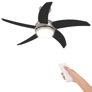 vidaXL Loftventilator med lys og fjernbetjening &Oslash; 110 cm Sort og s&oslash;lv