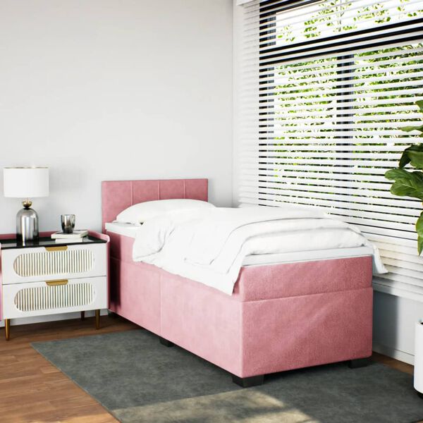 vidaXL kontinentalseng med madras 90x190 cm fløjl pink
