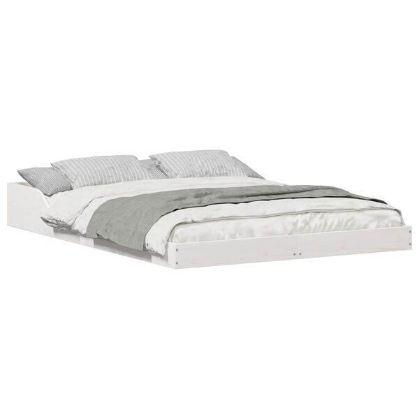 vidaXL Sengestel Hvid 120 x 200 cm Massiv fyrretræ