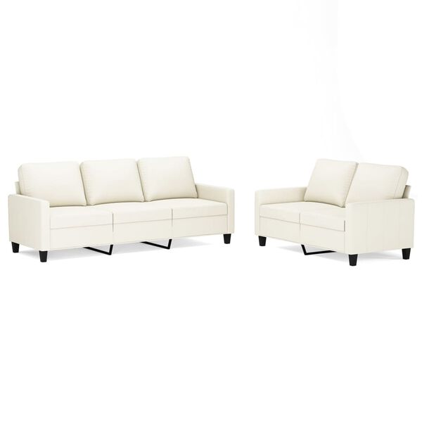 vidaXL sofas&aelig;t 2 dele med hynder kunstl&aelig;der Cremefarvet