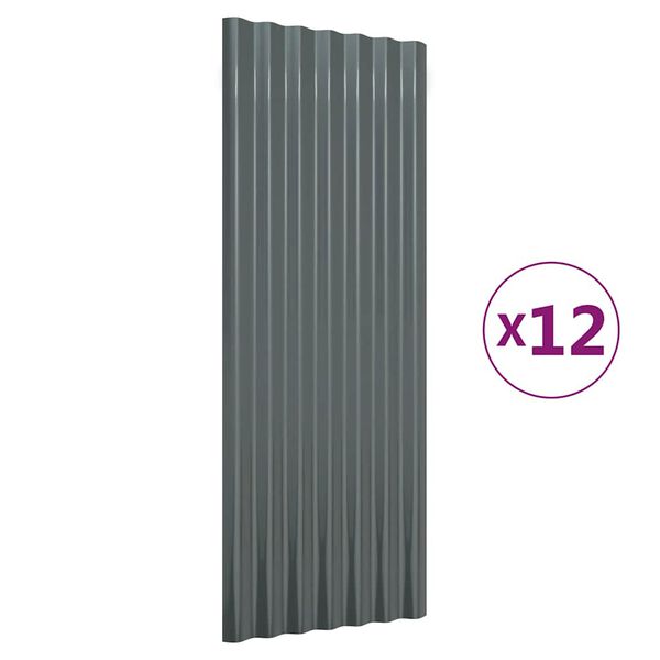 vidaXL tagplader 12 stk. 100x36 cm galvaniseret stål antracitgrå