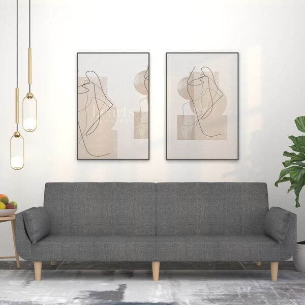 vidaXL 2-personers sovesofa med 2 puder stof lysegr&aring;