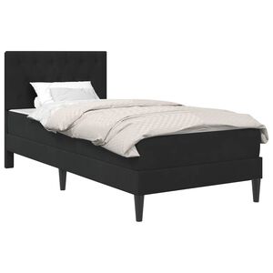 vidaXL Sengeramme med madras med hovedg&aelig;rde Sort 90 x 190 cm Fl&oslash;jl