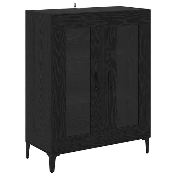 vidaXL Sideboard Sort eg 69,5 x 34 x 90 cm Ingeni&oslash;rt tr&aelig; og jern