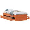 vidaXL sengeramme m. skuffer 90x200 cm uden madras massivt fyr brun