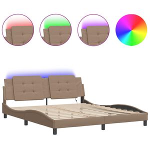 vidaXL sengeramme med LED uden madras Zadar 180x200 cm cappuccinofarvet