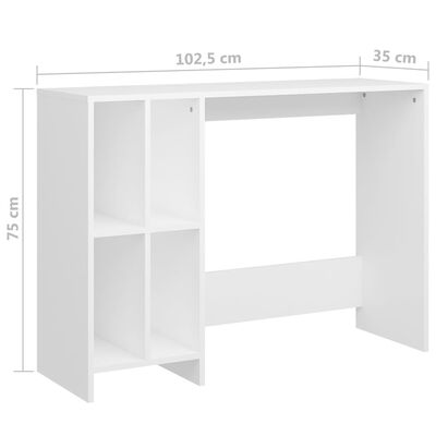 vidaXL skrivebord 102,5x35x75 cm konstrueret træ hvid og sonoma-eg
