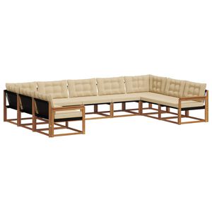 vidaXL Udend&oslash;rs sofagruppe med pude 9 pcs Naturlig og Beige