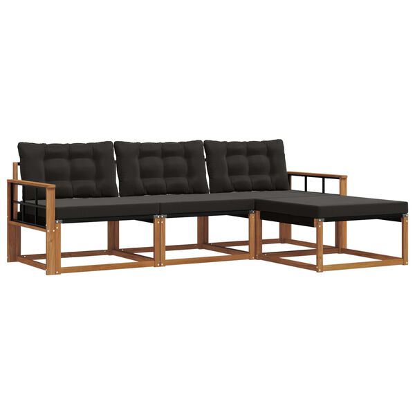 vidaXL Udend&oslash;rs sofagruppe med pude 4 pcs Naturlig og sort