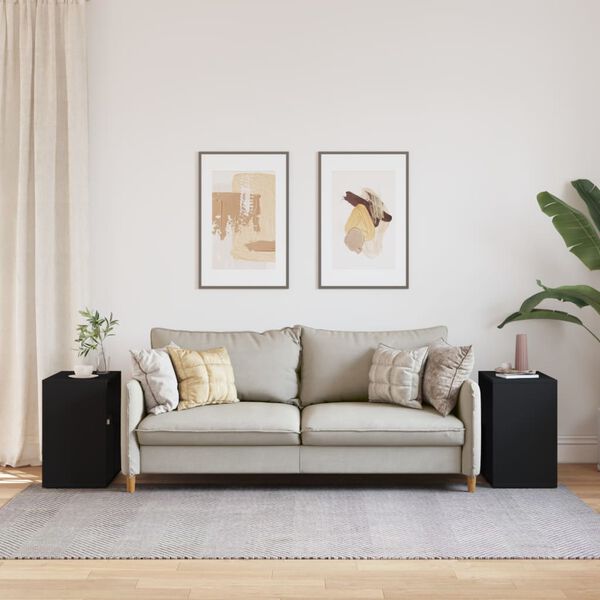 vidaXL sideborde 2 stk. 50x30x50 cm konstrueret tr&aelig; sort