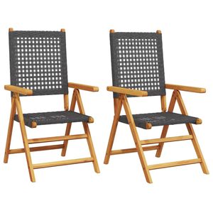 vidaXL havestole 2 stk. massivt akacietr&aelig; og polyrattan sort