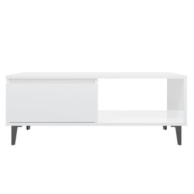 vidaXL sofabord 90x60x35 cm spånplade hvid højglans