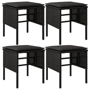 vidaXL fodskamler med hynder 4 stk. til haven polyrattan sort