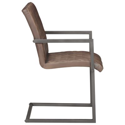 vidaXL spisebordsstole med cantilever 4 stk. ægte læder brun