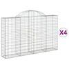vidaXL buede gabionkurve 4 stk. 200x30x120/140 cm galvaniseret jern