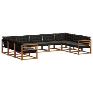 vidaXL Udend&oslash;rs sofagruppe med pude 9 pcs Naturlig og sort