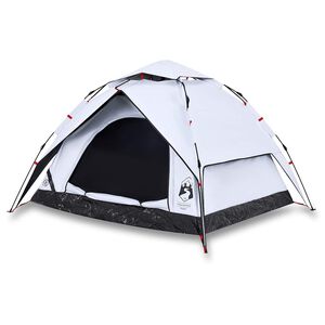 vidaXL 3-personers campingtelt kuppel quick-release m&oslash;rkl&aelig;gning hvid