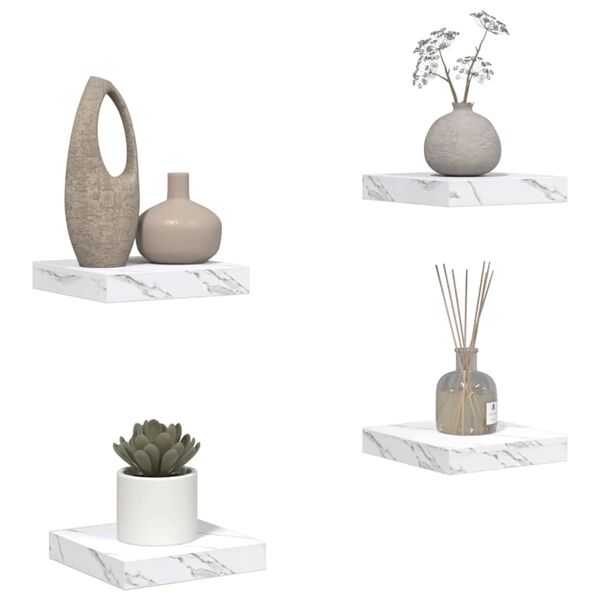 vidaXL V&aelig;ghylde 4 pcs Hvid marmor 23 x 23,5 x 4 cm Konstrueret tr&aelig;