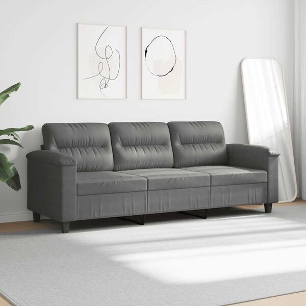 vidaXL 3-personers sofa 180 cm mikrofiberstof m&oslash;rkegr&aring;