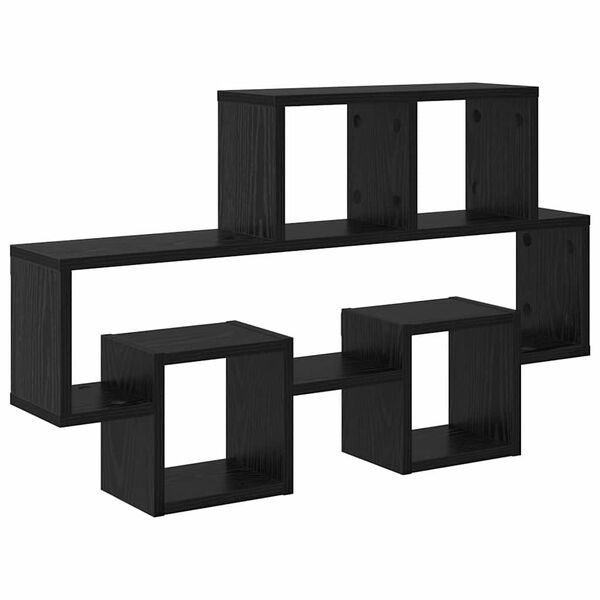 vidaXL Væghylde med hylde Sort eg 82 x 15 x 51 cm Konstrueret træ