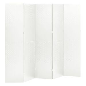 vidaXL 5-panels rumdeler 200x180 cm st&aring;l hvid