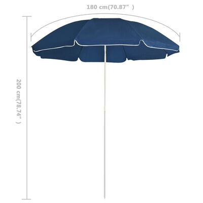 vidaXL parasol med stålstang 180 cm blå