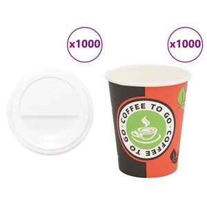 vidaXL kaffekopper af papir med l&aring;g 1000 stk. 8oz 240ml