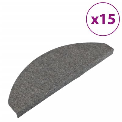 vidaXL trappemåtter 15 stk. 65x22,5x3,5 cm selvklæbende grå
