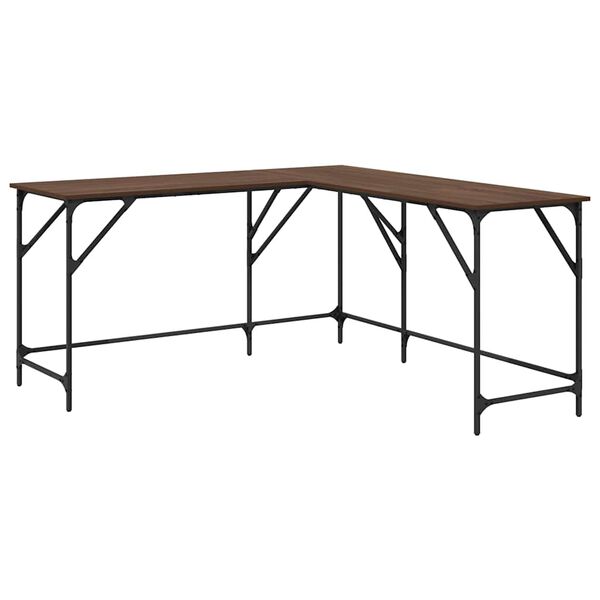 vidaXL skrivebord 149x149x75 cm konstrueret tr&aelig; brun egetr&aelig;sfarve