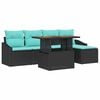 vidaXL Havesofa S&aelig;t 6 stk. Sort og Teal polyrattan