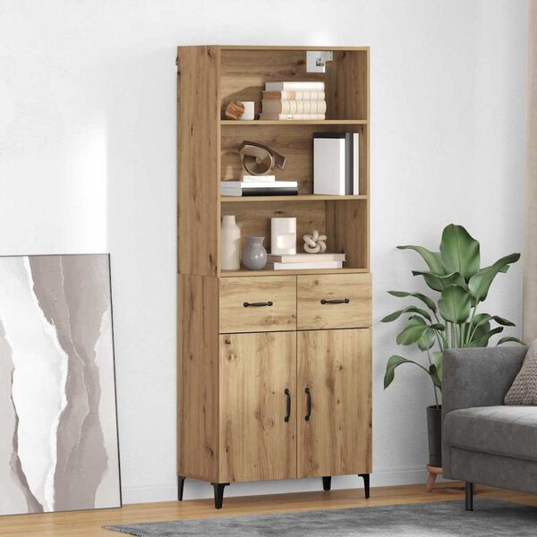 vidaXL Highboard Artisan Egetr&aelig; 69,5 x 34 x 180 cm Konstrueret tr&aelig;