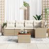 vidaXL Havesofa S&aelig;t med pude 6 pcs Beige polyrattan