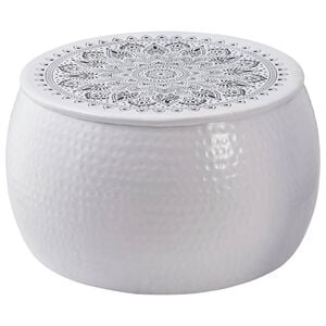 vidaXL Rundt Kaffebord Hamret Hvid &Oslash; 55 x 55 cm Aluminium