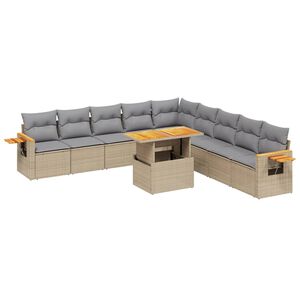 vidaXL sofas&aelig;t til haven 11 dele med hynder polyrattan beige