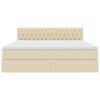 vidaXL Seng med opbevaring og LED med madras Creme 180 x 200 cm Stof