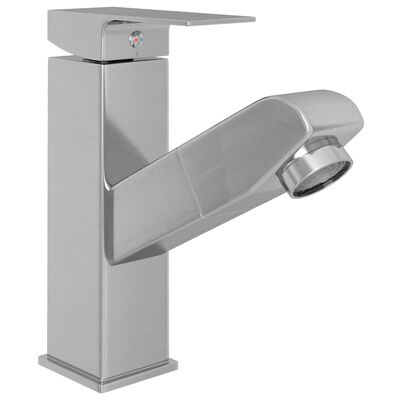 vidaXL vandhane m. udtræksfunktion til håndvask 157x172 mm sølvfarvet
