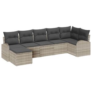 vidaXL Havesofa S&aelig;t 7 stk. Lysegr&aring; [Syntetisk]: Poly Rattan